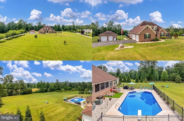  - view of pool featuring view of scattered trees and a patio area