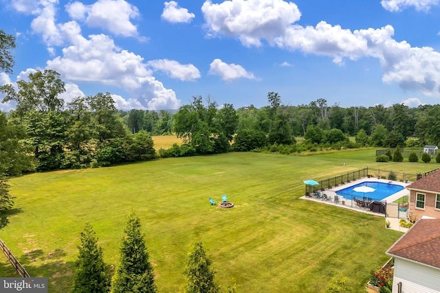  - drone / aerial view of a pool area