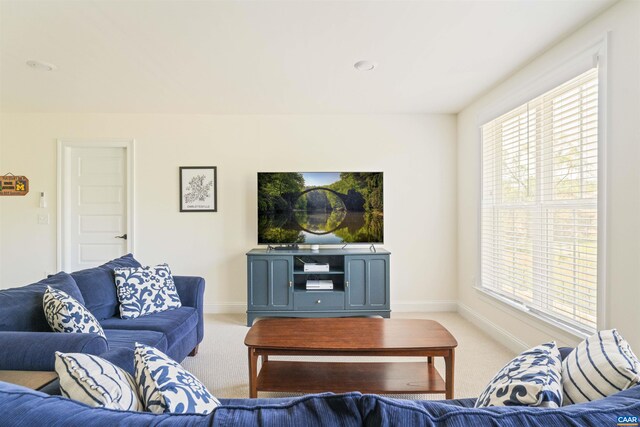4017 Marie Curie Ct, Charlottesville, VA 22902 - living area with light colored carpet, plenty of natural light, and baseboards