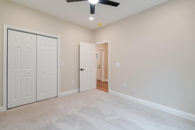 1101 Aspen Ave Unit 1101, Grottoes, VA 24441 - unfurnished bedroom featuring carpet flooring, baseboards, a closet, and a ceiling fan