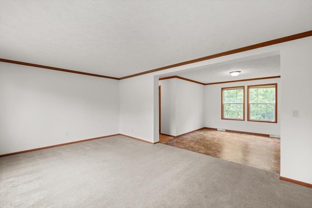 4767 Ox Rd S, Edinburg, VA 22824 - carpeted empty room with crown molding and a textured ceiling