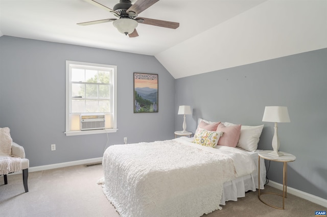 1875 Clay Dr, Crozet, VA 22932 - carpeted bedroom featuring cooling unit, vaulted ceiling, and ceiling fan