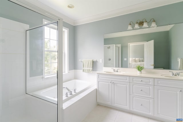 1875 Clay Dr, Crozet, VA 22932 - full bath with a garden tub, plenty of natural light, double vanity, and ornamental molding