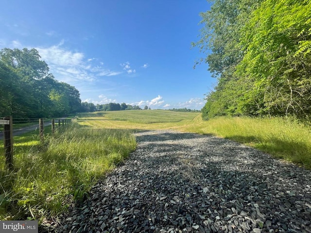 view of road featuring a rural view