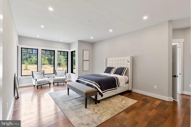 bedroom featuring dark wood-type flooring