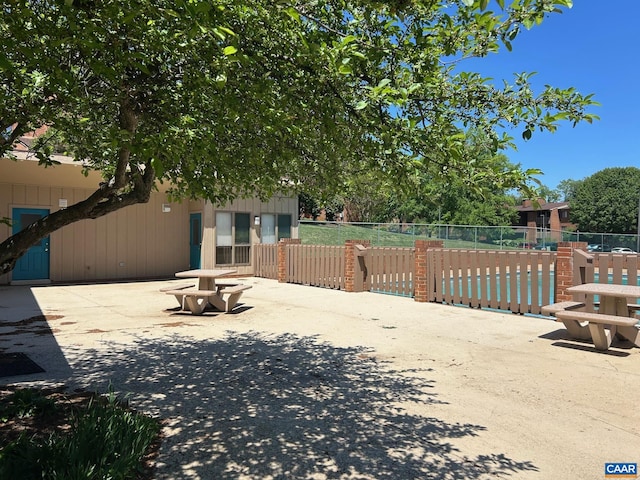 view of yard with fence and a patio area