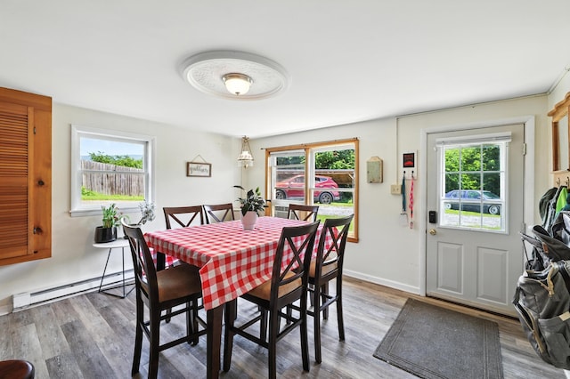 5226 Dogwood Dr, Mount Jackson, VA 22842 - dining area with a baseboard radiator, healthy amount of natural light, and wood finished floors