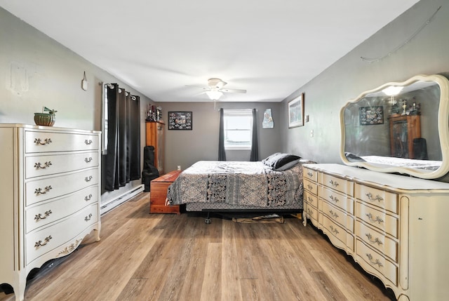 5226 Dogwood Dr, Mount Jackson, VA 22842 - bedroom featuring baseboard heating, light wood-type flooring, and ceiling fan