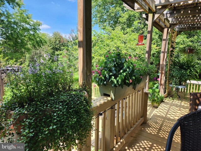 wooden deck with a pergola