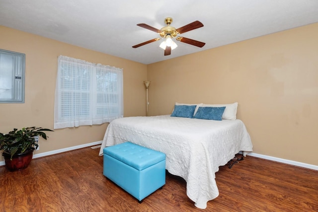 88 Ashleigh Dr, Waynesboro, VA 22980 - bedroom with baseboards, wood finished floors, and ceiling fan