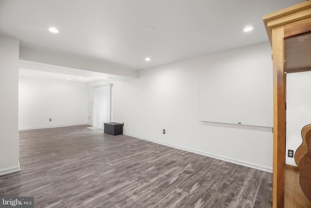  - finished basement featuring wood finished floors, recessed lighting, and baseboards