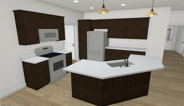 LOT154 Langley Dr, Waynesboro, VA 22980 - kitchen with white appliances, a sink, light wood-type flooring, light countertops, and recessed lighting