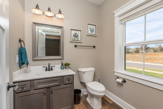 LOT154 Langley Dr, Waynesboro, VA 22980 - half bathroom featuring toilet, baseboards, wood finished floors, and vanity
