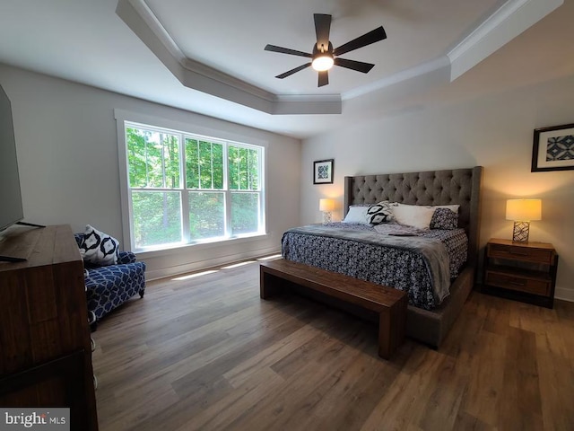 150 Winchester Trl, Mineral, VA 23117 - bedroom with a raised ceiling, wood finished floors, crown molding, and ceiling fan