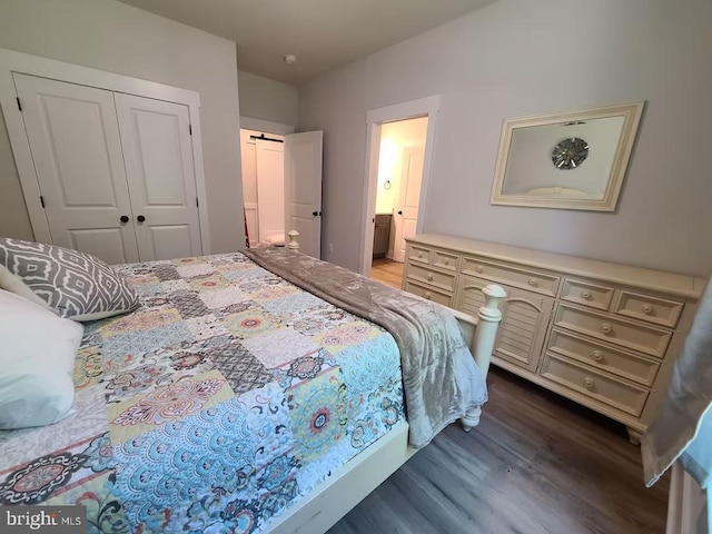 150 Winchester Trl, Mineral, VA 23117 - bedroom featuring dark wood-type flooring, a closet, and connected bathroom