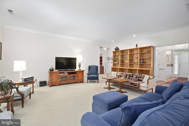 4204 Stonehaven Way, Fredericksburg, VA 22408 - living area featuring ornamental molding and light carpet