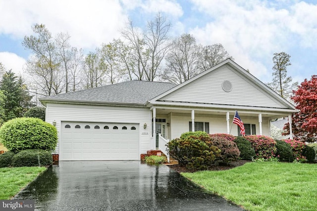 4204 Stonehaven Way, Fredericksburg, VA 22408 - single story home with concrete driveway, a garage, a front yard, and a porch