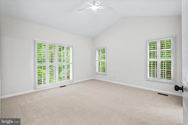 7924 Gold Leaf Cir, Spotsylvania, VA 22551 - carpeted empty room featuring a ceiling fan and vaulted ceiling