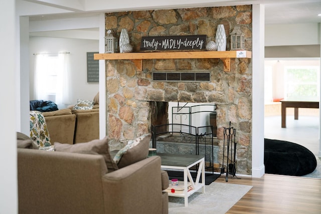2003 Rinacas Corner Rd, Shenandoah, VA 22849 - detailed view of wood finished floors and a stone fireplace