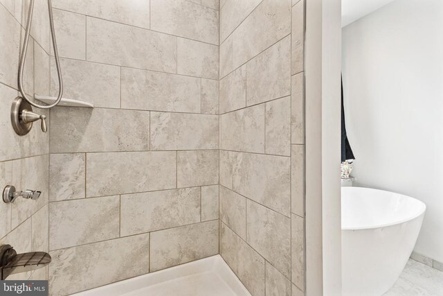 12929 Pipe Run Dr, Fredericksburg, VA 22407 - full bath with a tile shower and a soaking tub