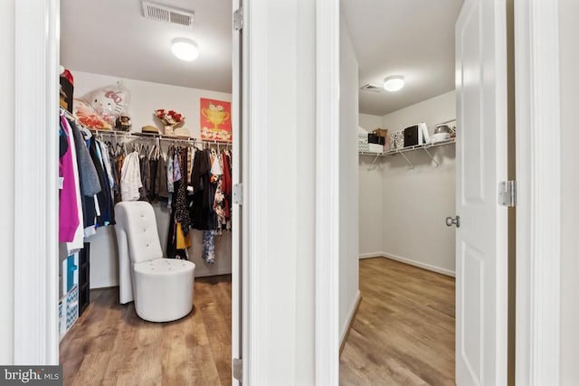 spacious closet with wood finished floors