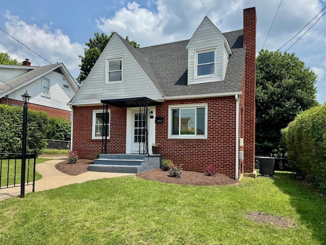 356 Florence Ave, Waynesboro, VA 22980 - view of front of property with brick siding, a chimney, cooling unit, and a shingled roof