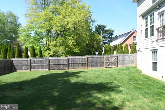 view of yard featuring a fenced backyard