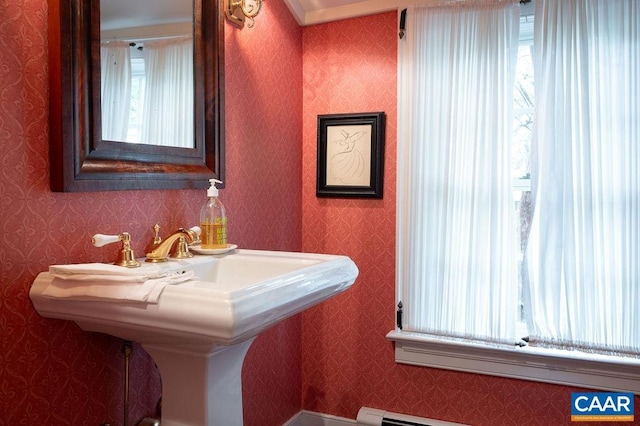 240 Broad Axe Rd, Charlottesville, VA 22903 - bathroom featuring wallpapered walls and a sink