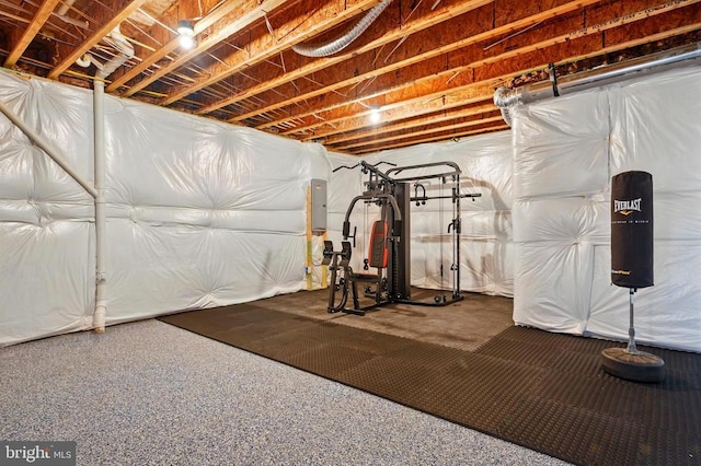 exercise area featuring electric panel