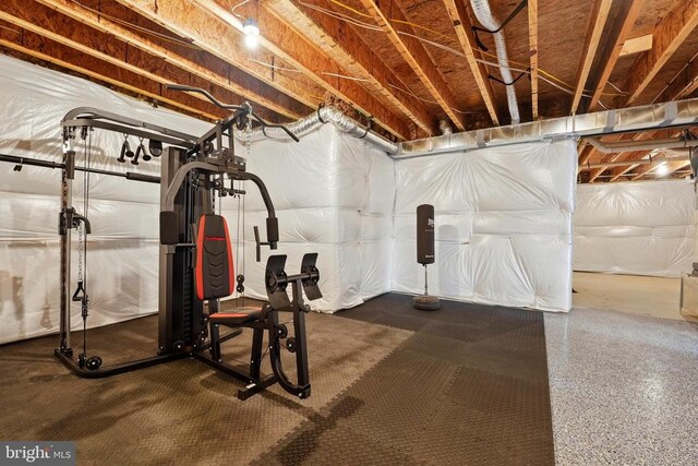 view of unfinished basement