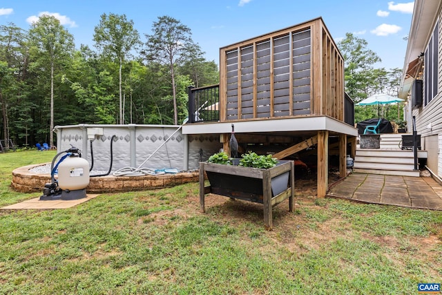 8289 Three Notch Rd, Louisa, VA 23093 - view of property's community featuring a wooden deck, a yard, and a pool