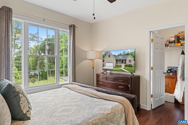 8289 Three Notch Rd, Louisa, VA 23093 - bedroom with dark wood-type flooring and a ceiling fan