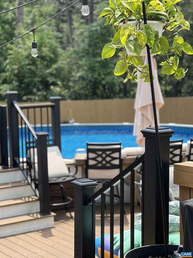 8289 Three Notch Rd, Louisa, VA 23093 - view of swimming pool with stairway and a deck