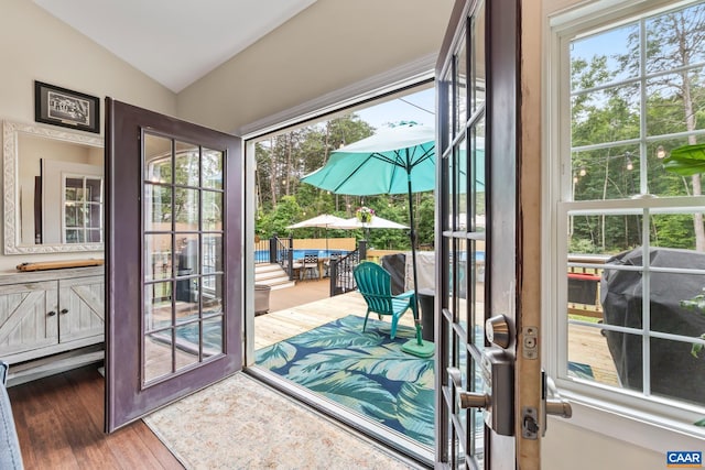 8289 Three Notch Rd, Louisa, VA 23093 - doorway to outside with plenty of natural light, wood finished floors, and french doors