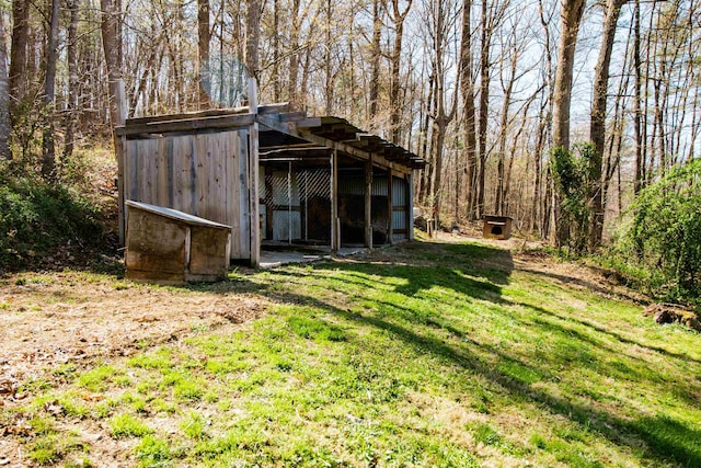 9839 Brunk Spring Ln, Broadway, VA 22815 - view of pole building featuring a yard and a forest view