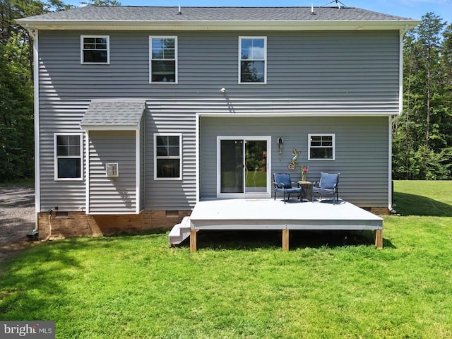 275 Freestyle Ln, Mineral, VA 23117 - back of property with a deck, a lawn, and crawl space