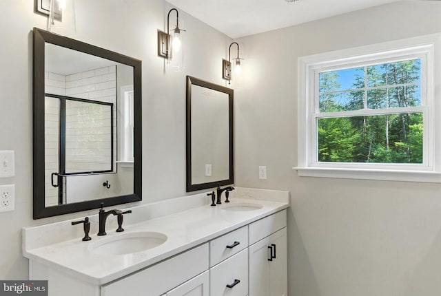 275 Freestyle Ln, Mineral, VA 23117 - bathroom with double vanity and a tile shower