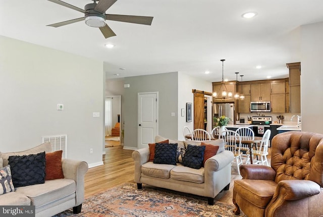 275 Freestyle Ln, Mineral, VA 23117 - living room with light wood-type flooring, ceiling fan, and recessed lighting
