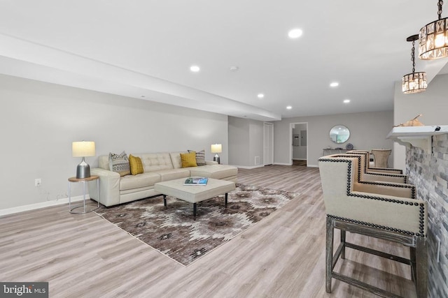 7806 Shawmont Rd, Fredericksburg, VA 22407 - living area featuring baseboards, wood finished floors, recessed lighting, and a chandelier