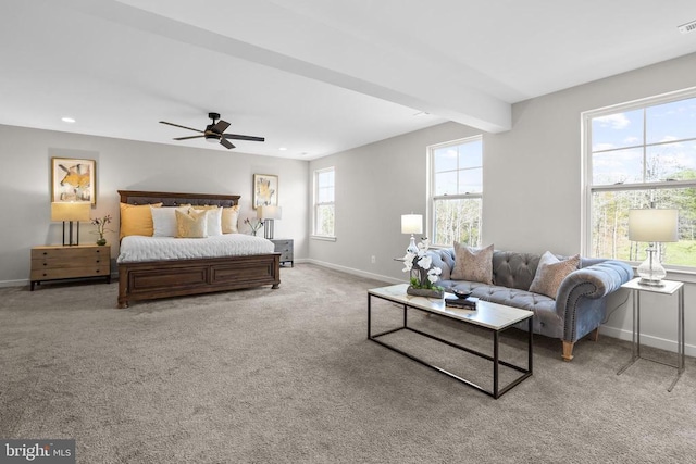 7806 Shawmont Rd, Fredericksburg, VA 22407 - bedroom featuring baseboards, carpet flooring, recessed lighting, and ceiling fan