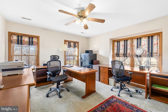 8413 Pathfinders Ct, Spotsylvania, VA 22553 - carpeted office with a ceiling fan and visible vents