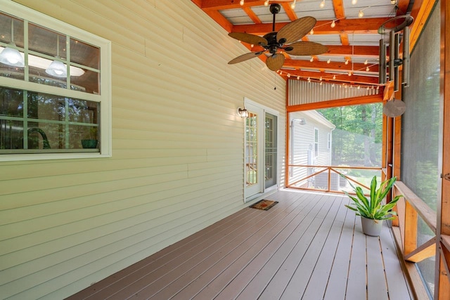 4201 Brown Mountain Ln, Elkton, VA 22827 - wooden terrace with ceiling fan