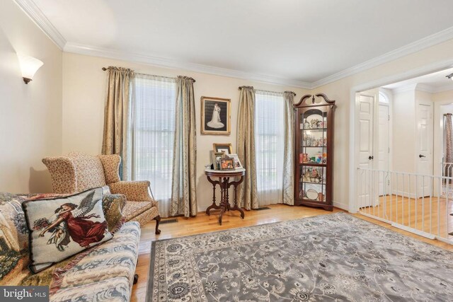 12011 Big Ben Blvd, Fredericksburg, VA 22407 - living area featuring wood finished floors, ornamental molding, and baseboards