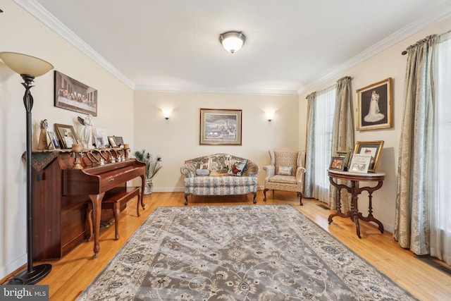 12011 Big Ben Blvd, Fredericksburg, VA 22407 - living area featuring ornamental molding, wood finished floors, and baseboards