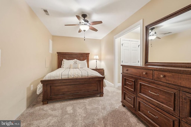 12011 Big Ben Blvd, Fredericksburg, VA 22407 - bedroom with light carpet, baseboards, and a ceiling fan