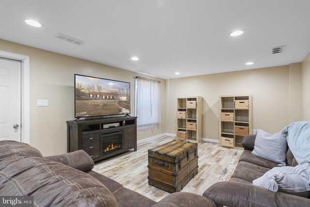 living room featuring light hardwood / wood-style floors