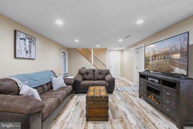 living room featuring light hardwood / wood-style flooring