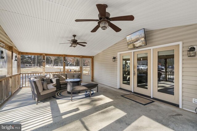 view of patio with ceiling fan