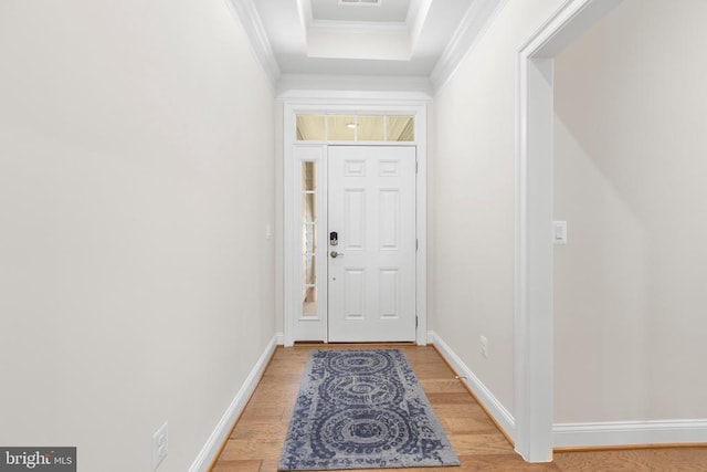 6104 New Berne Rd, Fredericksburg, VA 22407 - entryway with light wood-style flooring, ornamental molding, and baseboards