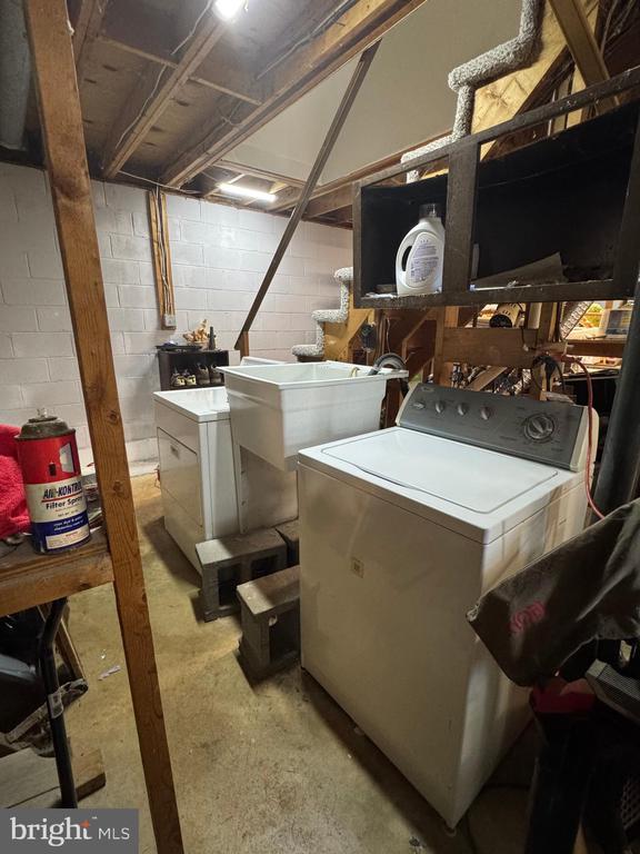 7880 Sir Topas Dr, Warrenton, VA 20186 - unfinished below grade area featuring concrete block wall and a sink
